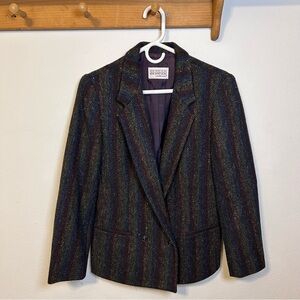 Vintage 100% Wool Striped Blazer Fully Lined Size 11/12